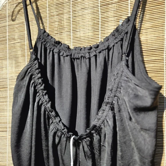 NEW Black Sundress Pleated Ruffle Hem M - Picture 9 of 11